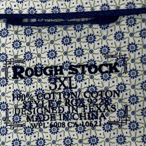 Rough Stock Mens 3XL Pearl Snap Shirt White Blue Green Printed Western Rodeo - Picture 4 of 12